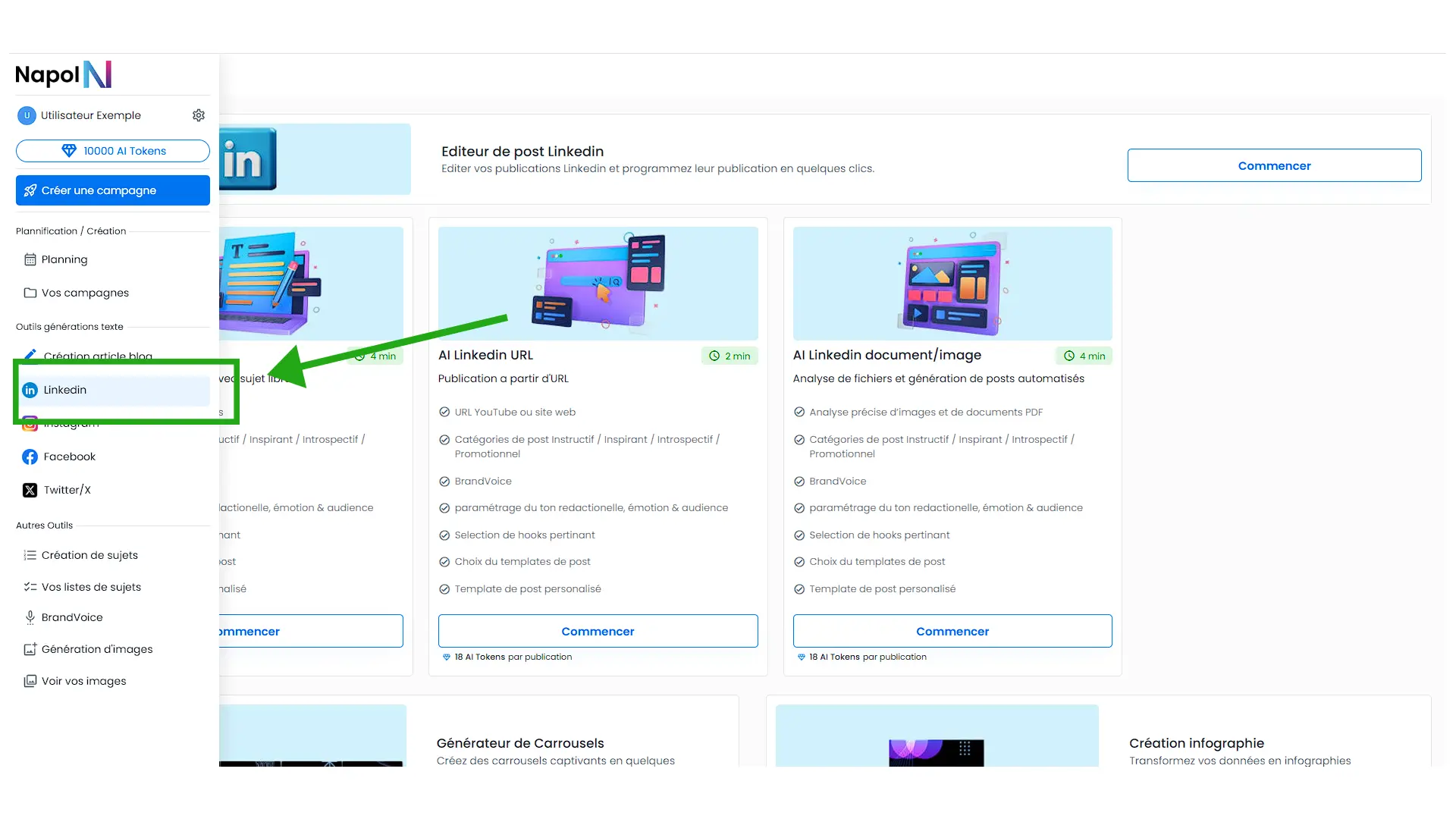 AI linkedin generateur de publication custom - Documentation Napol.AI